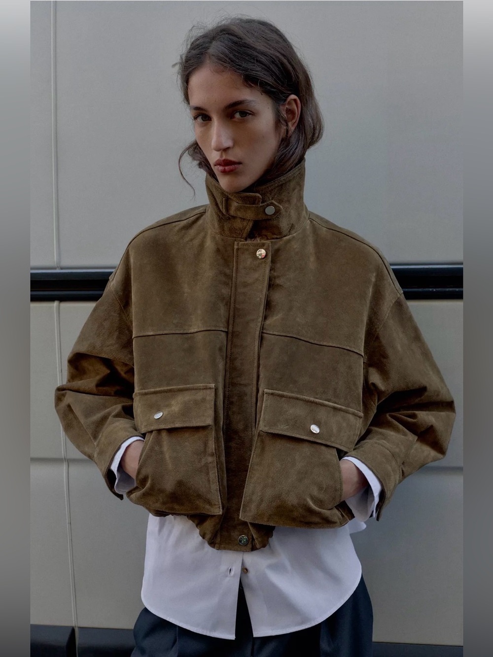 ZARA ✨VIRAL✨ 100% Leather Suede Bomber Jacket